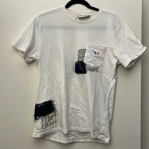 White patchwork Maison Kitsune exclusive tshirt